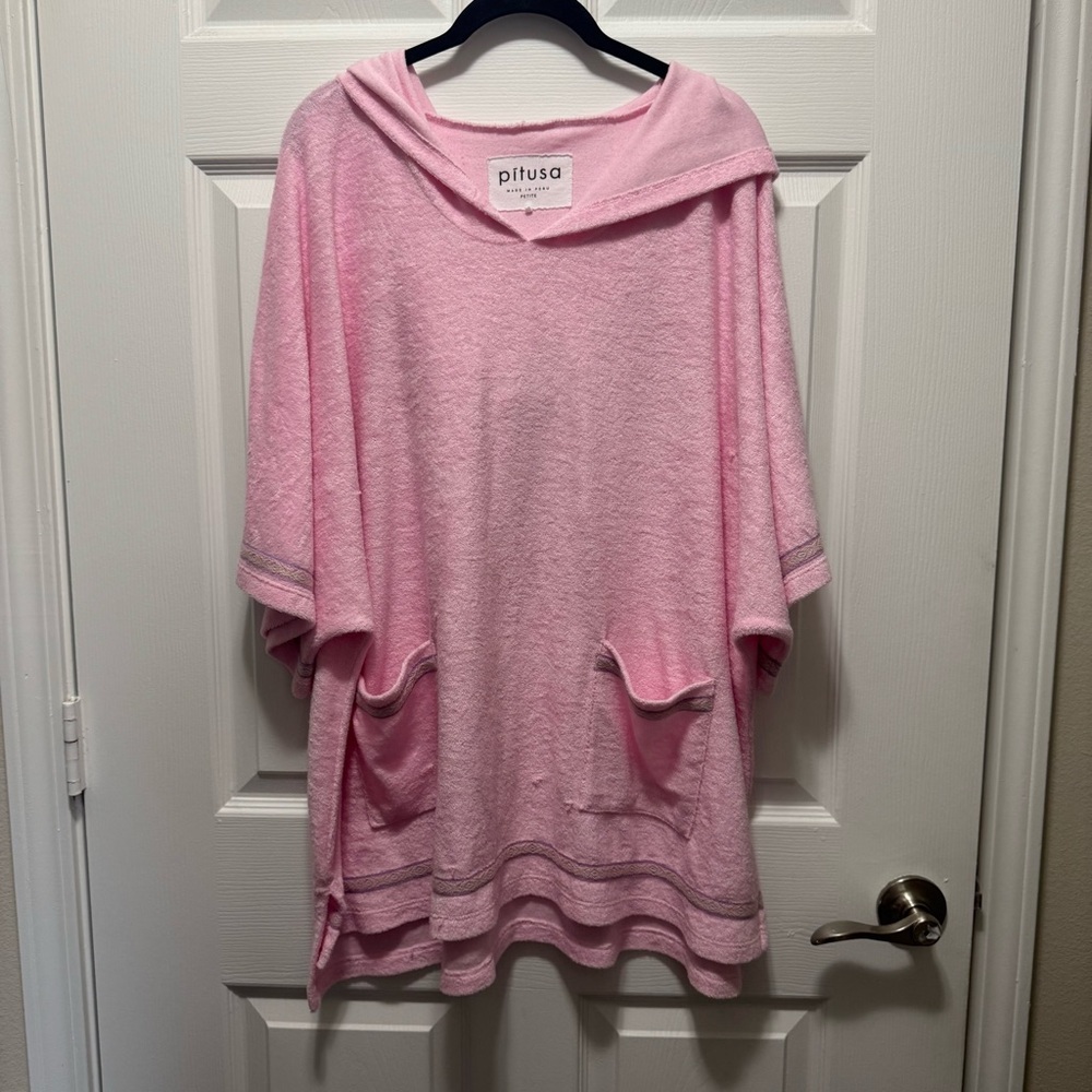 Pitusa Bubblegum Pink Hooded Terry So Fresh Poncho Petite